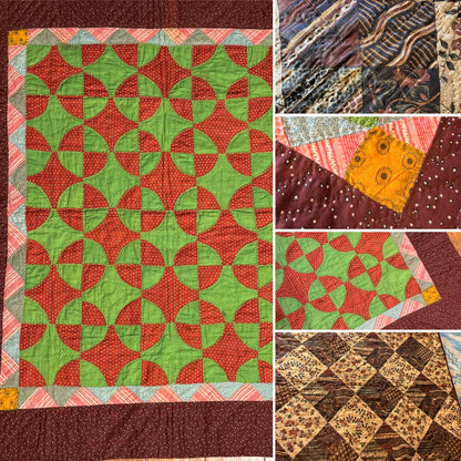 Early Old Mill Path Crib Quilt With Sawtooth  Border/Chintz Backing