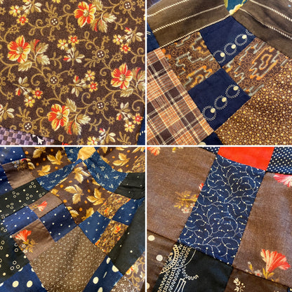 4 Patch Patchwork Variation Quilt Top - Rich and earthy