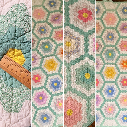 Grannies Flower Garden Quilt with Green Path