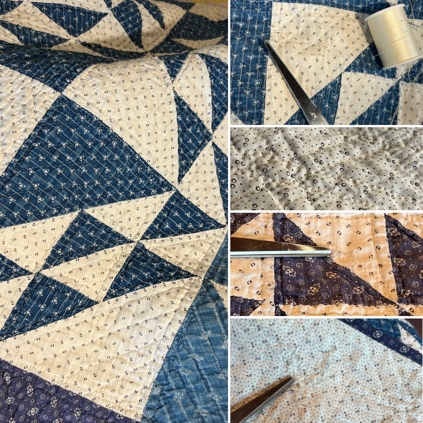 Corn and Beans Quilt in Blues