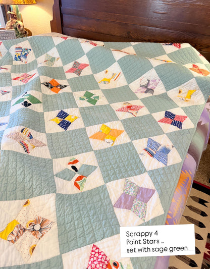 Scrappy 4 Point Stars Variation Quilt