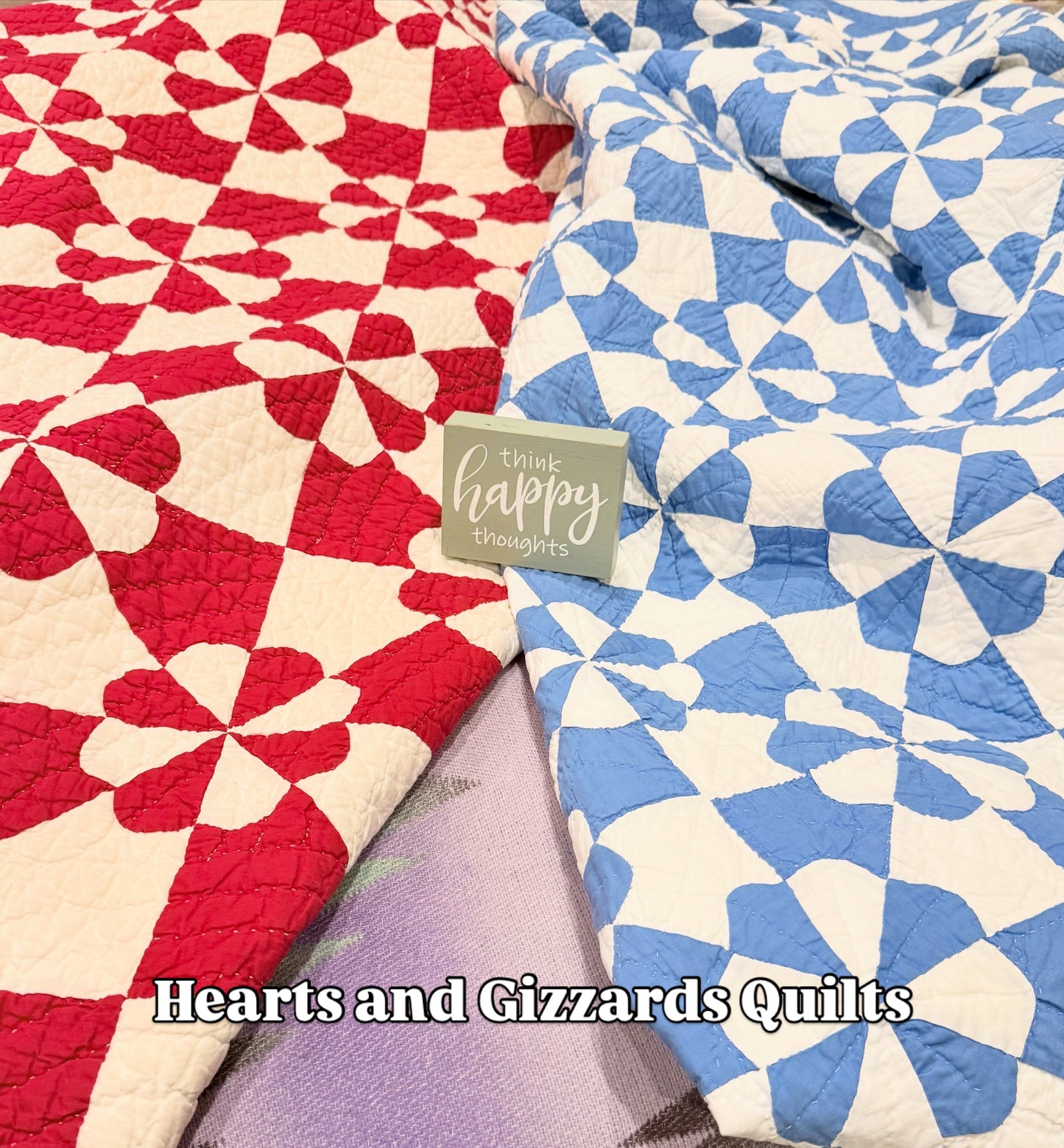 Red and White Hearts and Gizzards Quilt