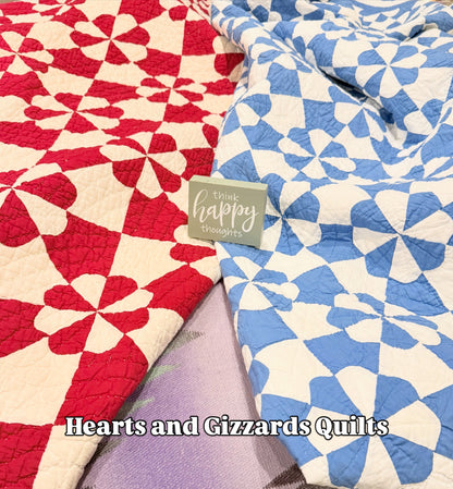Red and White Hearts and Gizzards Quilt
