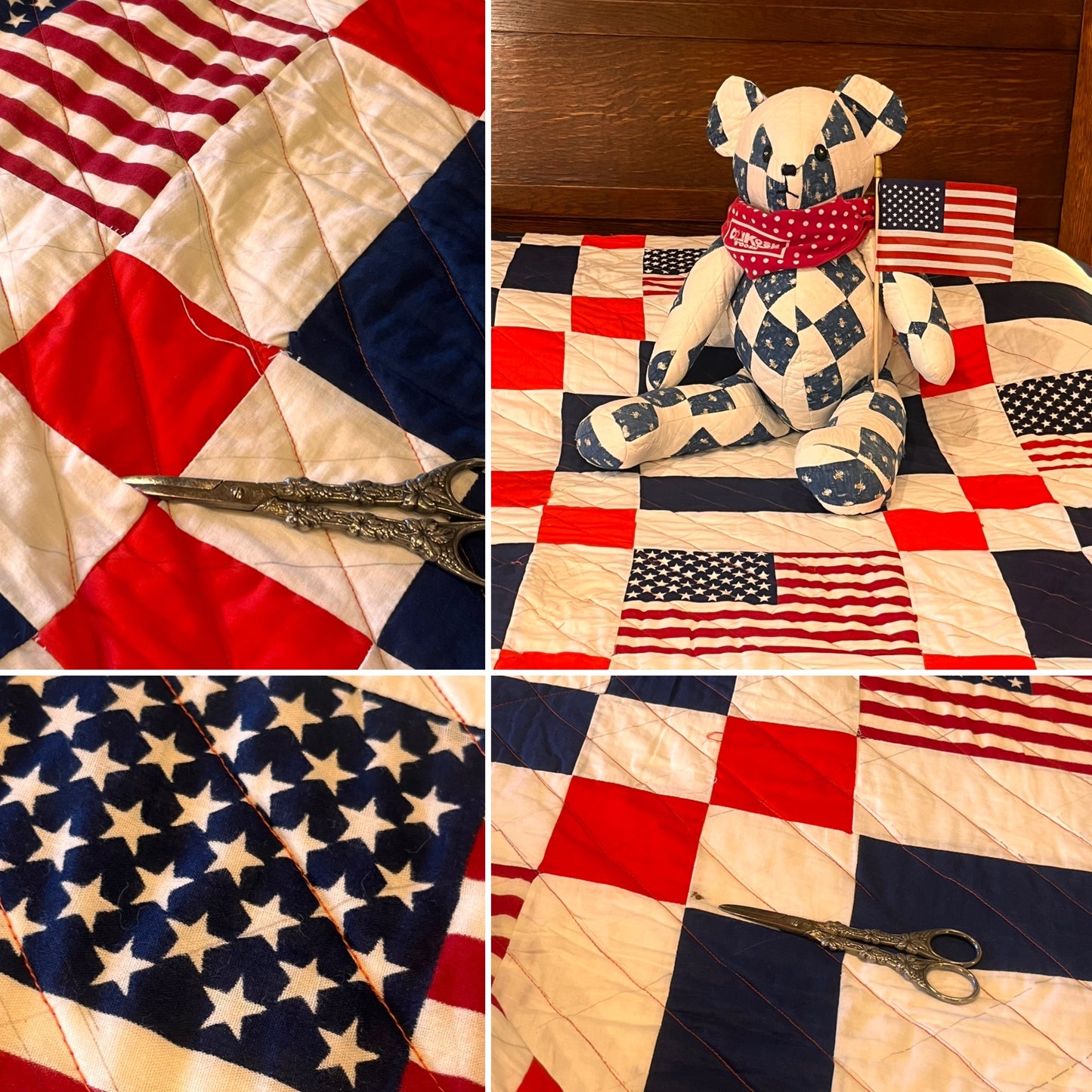 American Vintage Bicentennial Flag Quilt with Border