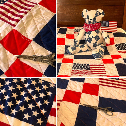 American Vintage Bicentennial Flag Quilt with Border