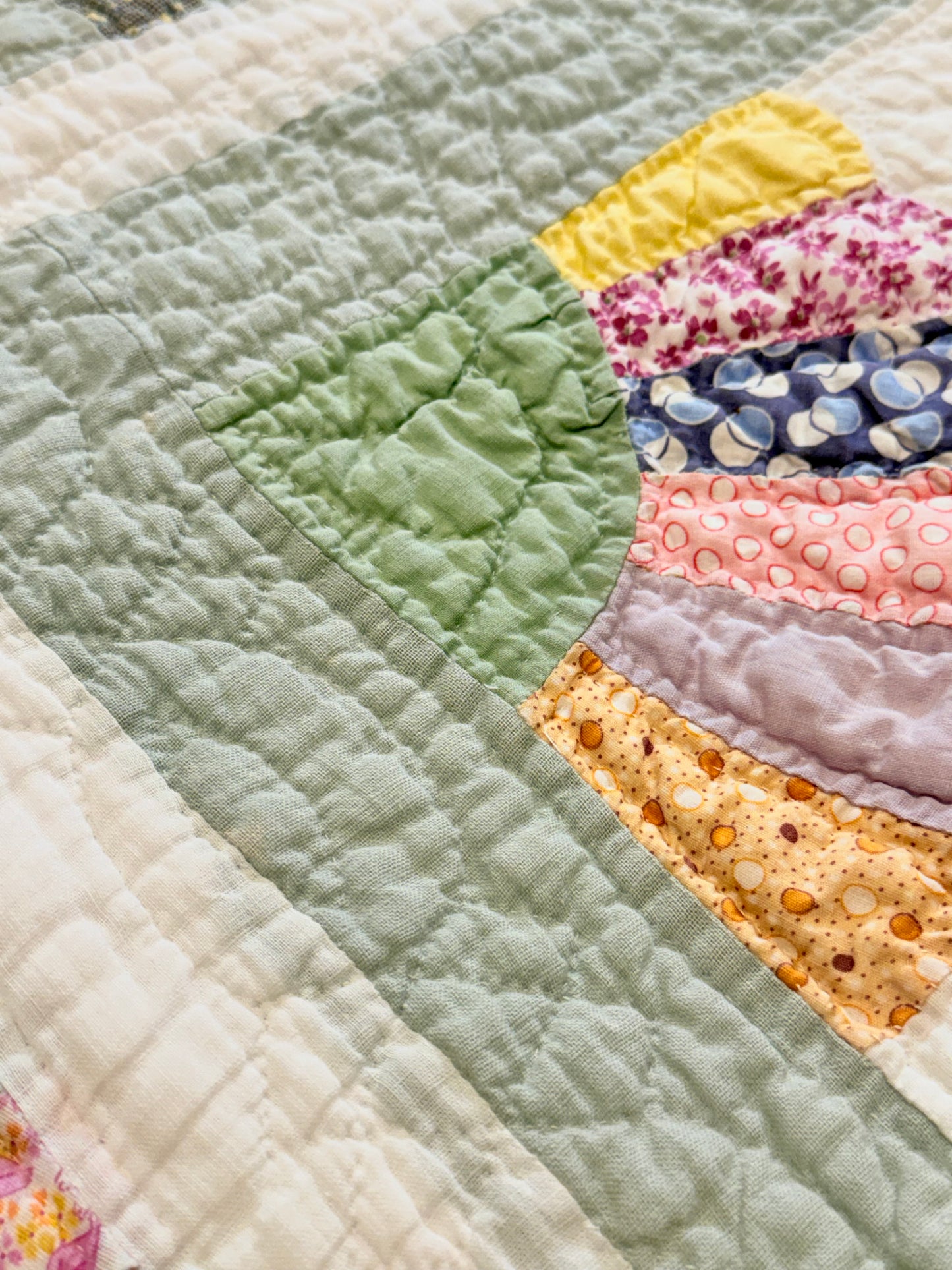 Dresden Plate with Rainbow Border Quilt