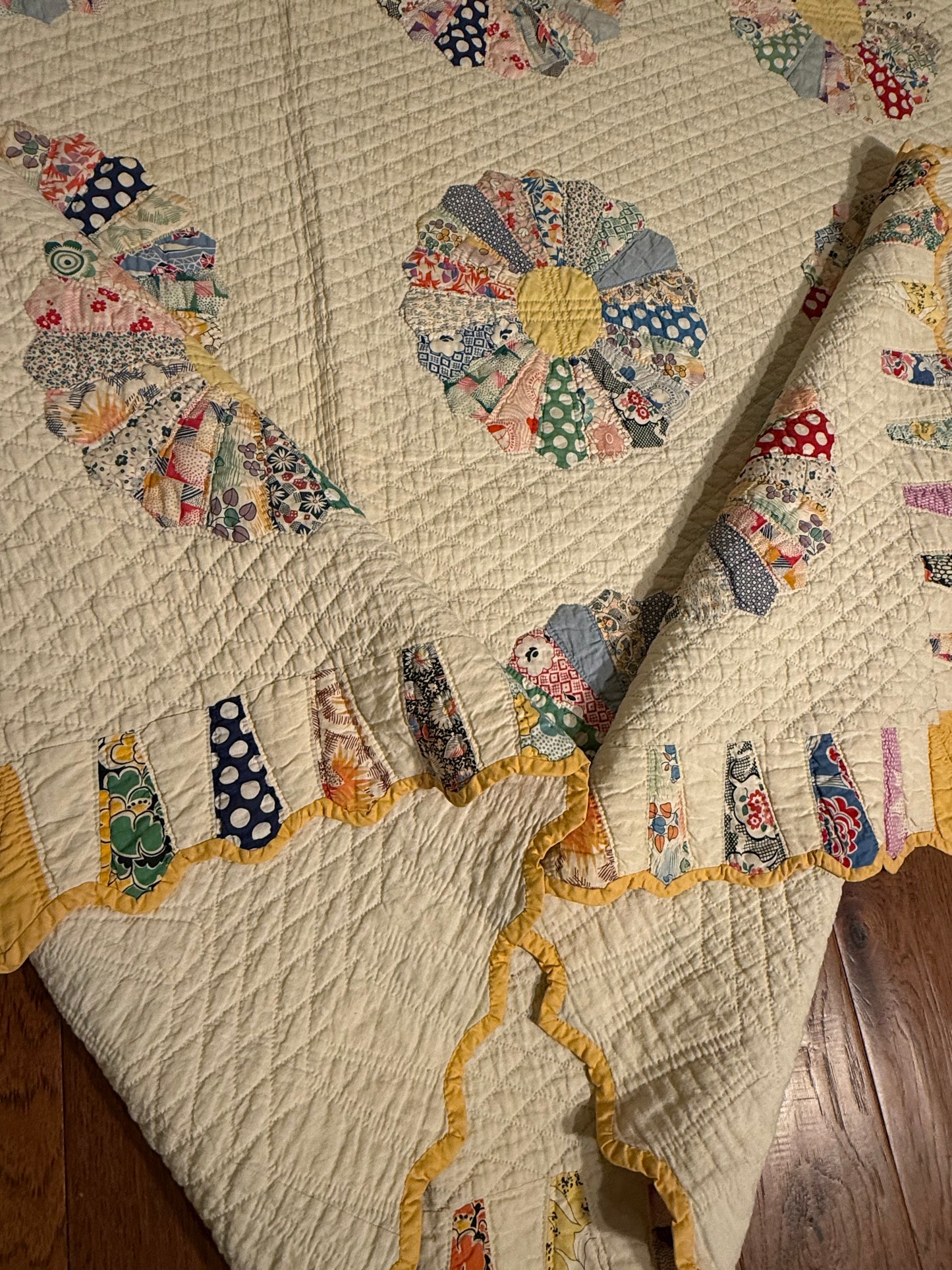 Dresden Plate Quilt with Cone Border