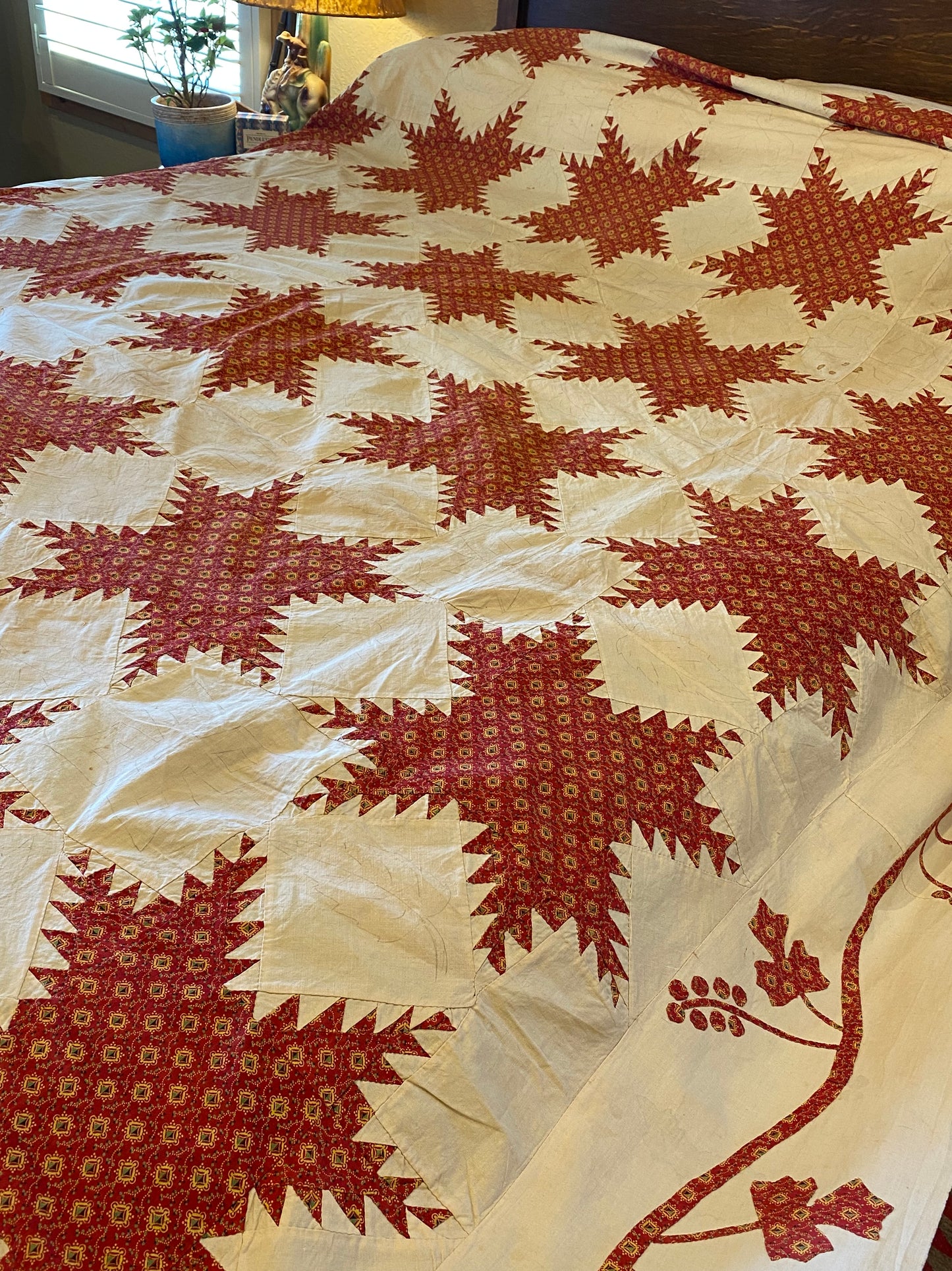 Feathered Stars Quilt Top with Border circa 1840’s