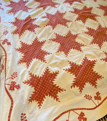 Feathered Stars Quilt Top with Border circa 1840’s