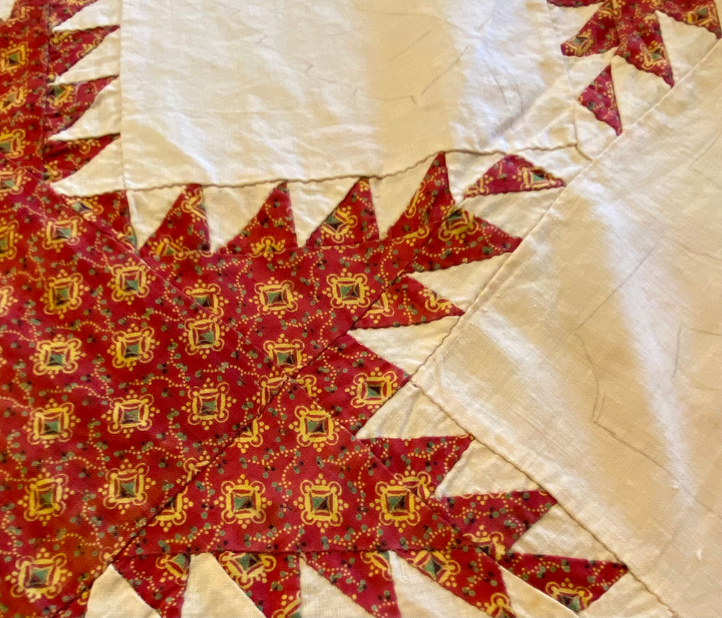 Feathered Stars Quilt Top with Border circa 1840’s