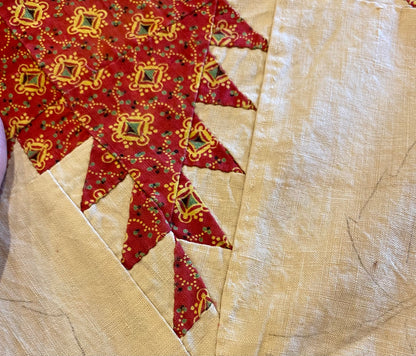 Feathered Stars Quilt Top with Border circa 1840’s