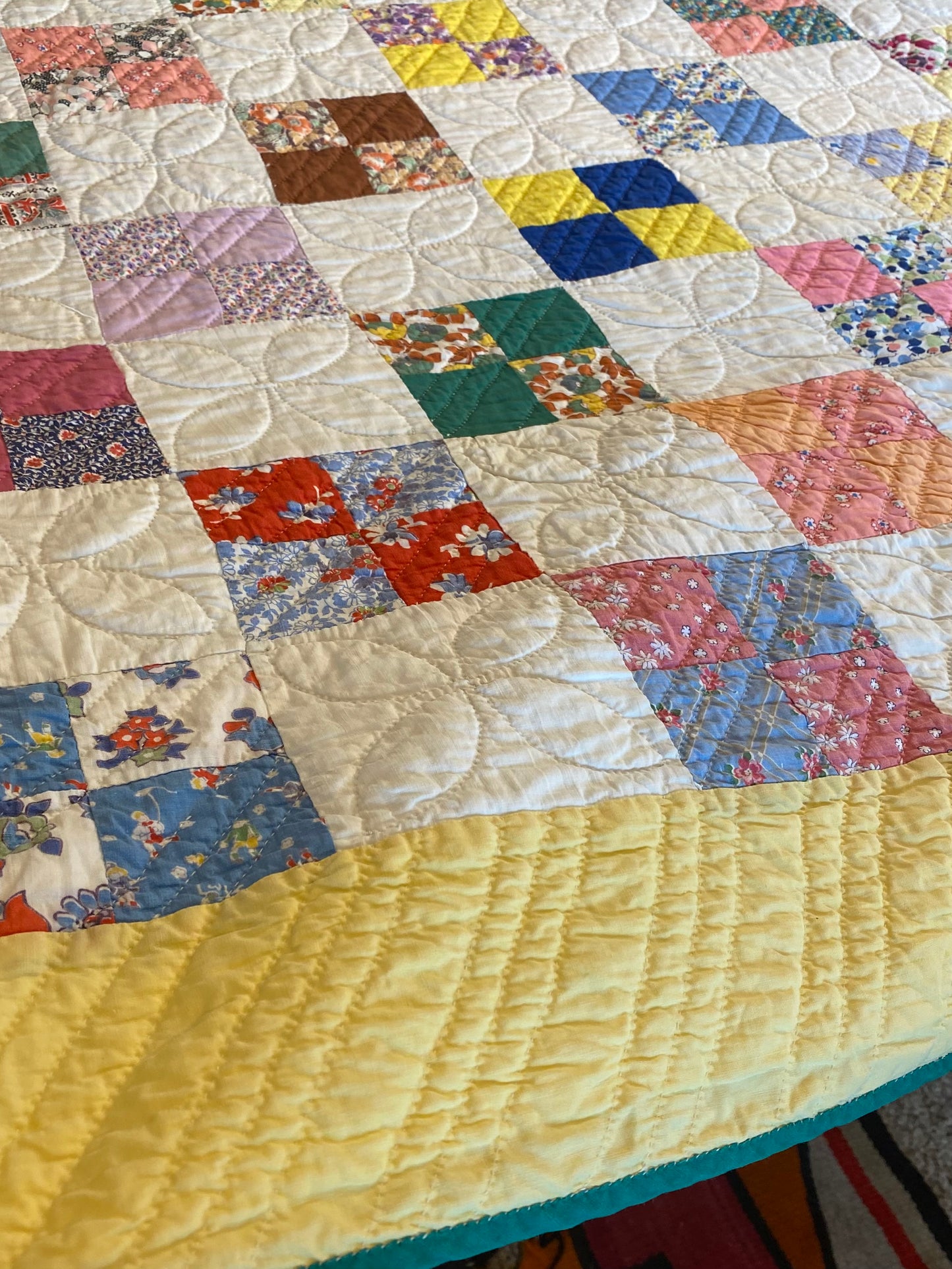 Scrappy 4 Patch Vintage Quilt