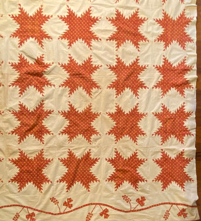 Feathered Stars Quilt Top with Border circa 1840’s