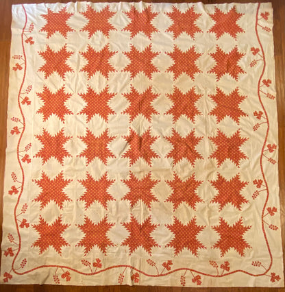 Feathered Stars Quilt Top with Border circa 1840’s