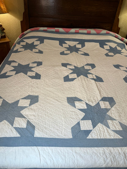 Blue and White Ohio Shooting Stars Quilt