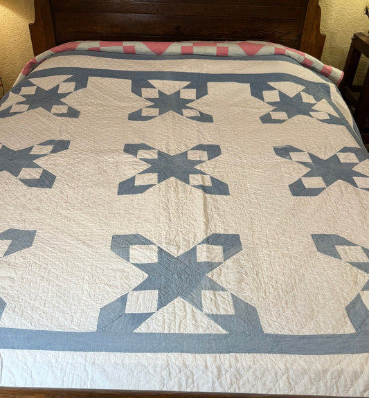 Blue and White Ohio Shooting Stars Quilt