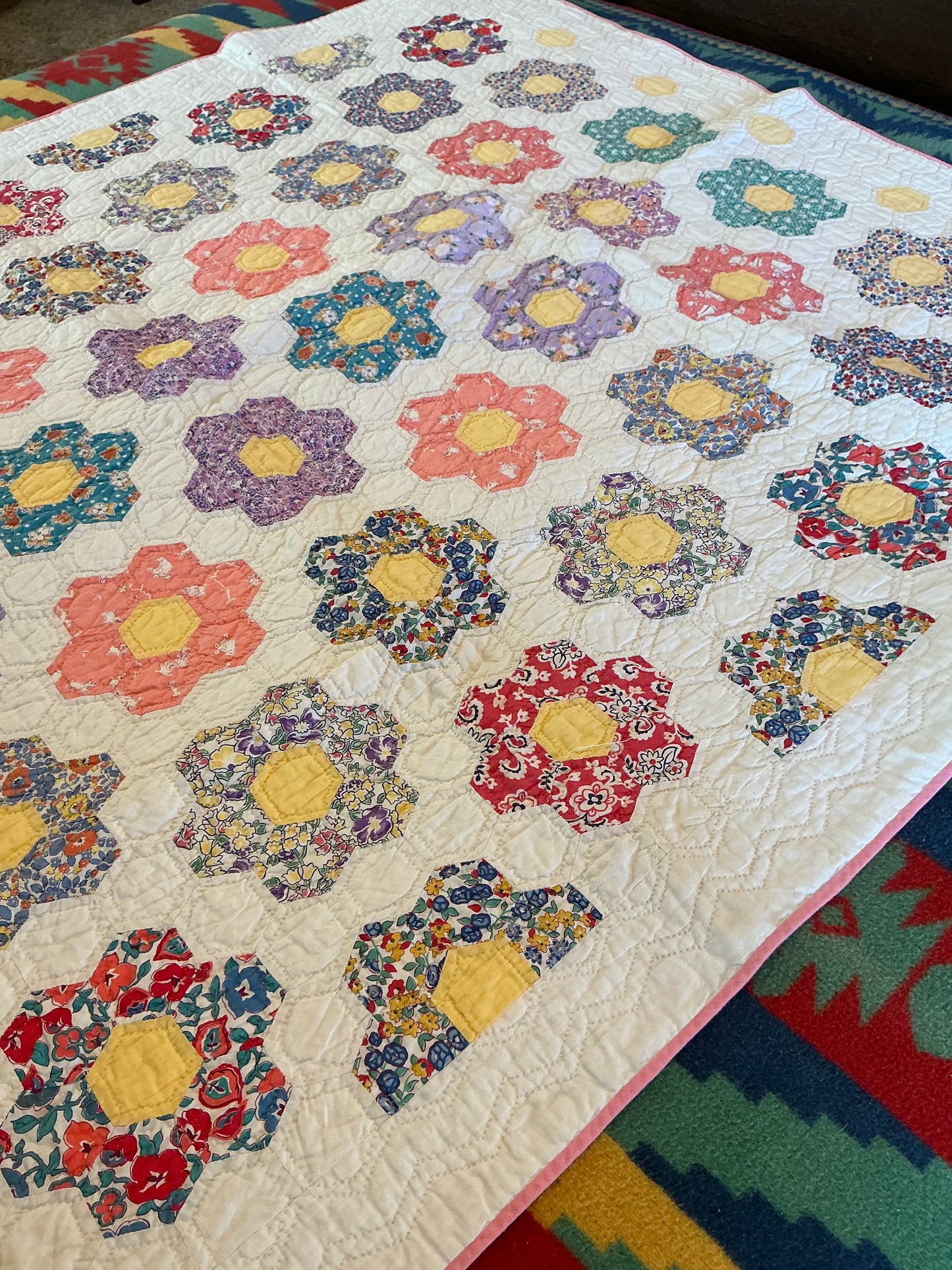 Smaller Quilt -A Crib or Lap Size Flower Garden Quilt