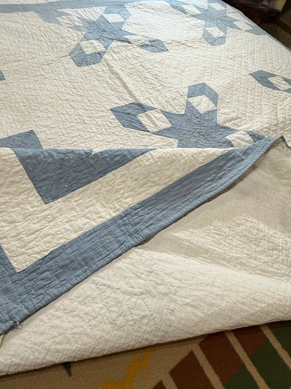 Blue and White Ohio Shooting Stars Quilt