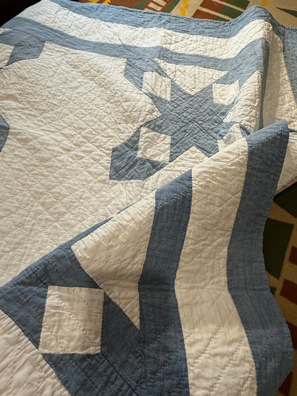 Blue and White Ohio Shooting Stars Quilt