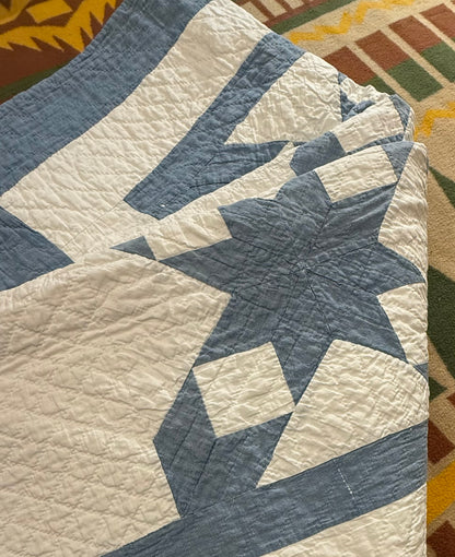 Blue and White Ohio Shooting Stars Quilt