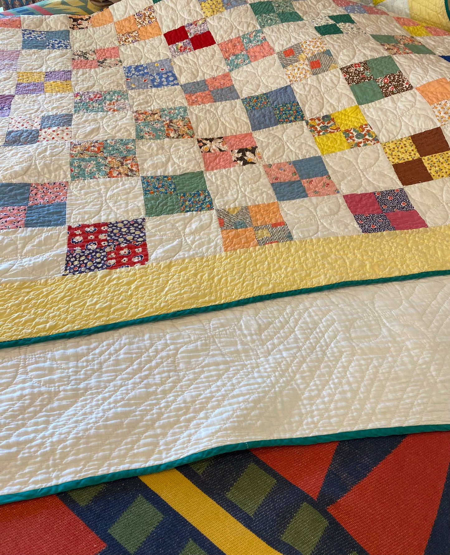 Scrappy 4 Patch Vintage Quilt