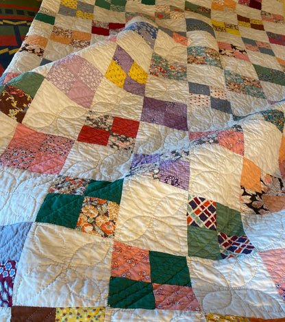 Scrappy 4 Patch Vintage Quilt