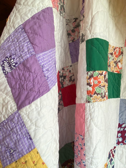 Scrappy 4 Patch Vintage Quilt