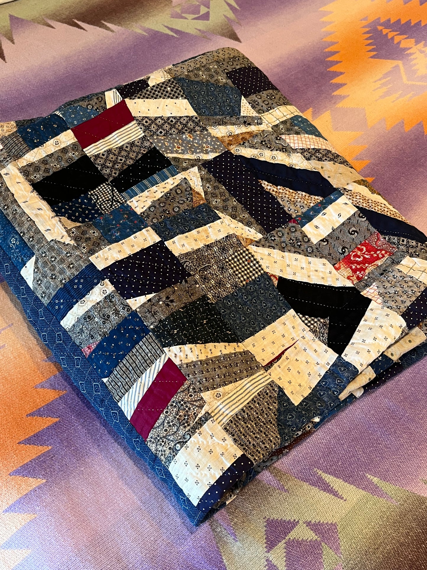 Scrappy Abstract Confetti Cotton Crazy Quilt