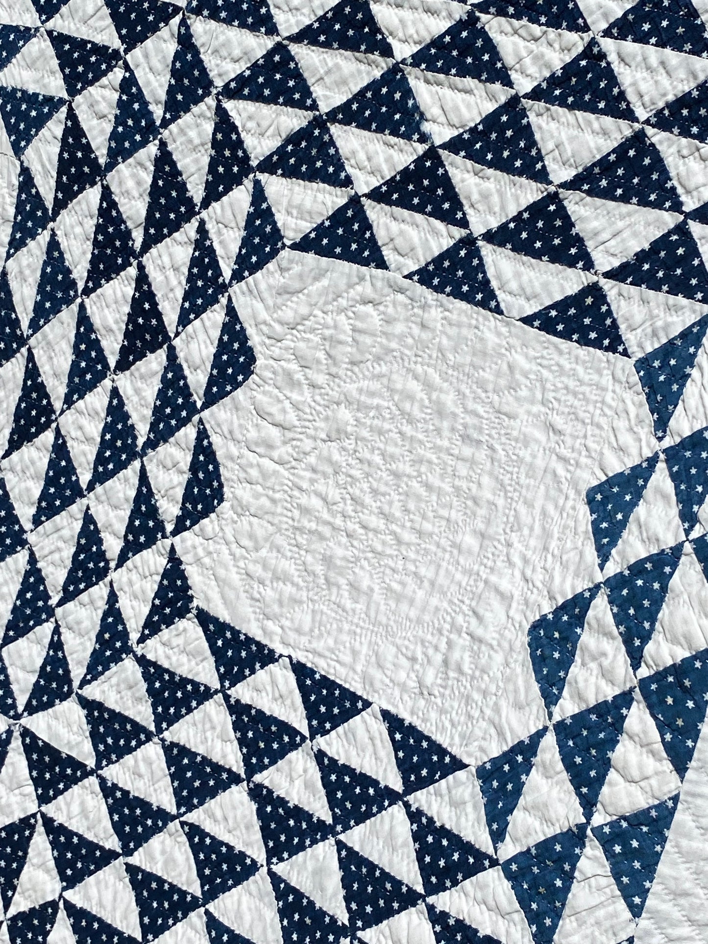 Blue and White Ocean Waves with Sawtooth Border Quilt