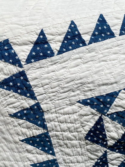 Blue and White Ocean Waves with Sawtooth Border Quilt