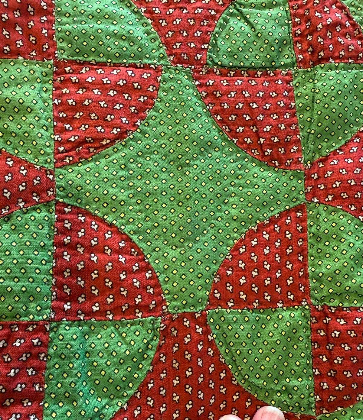 Early Old Mill Path Crib Quilt With Sawtooth  Border/Chintz Backing