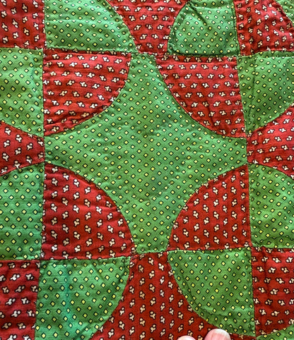 Early Old Mill Path Crib Quilt With Sawtooth  Border/Chintz Backing