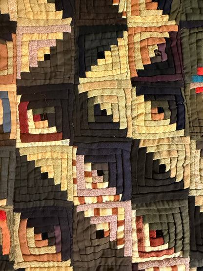 Outstanding Miniature Scale Unique Pattern Log Cabin Quilt