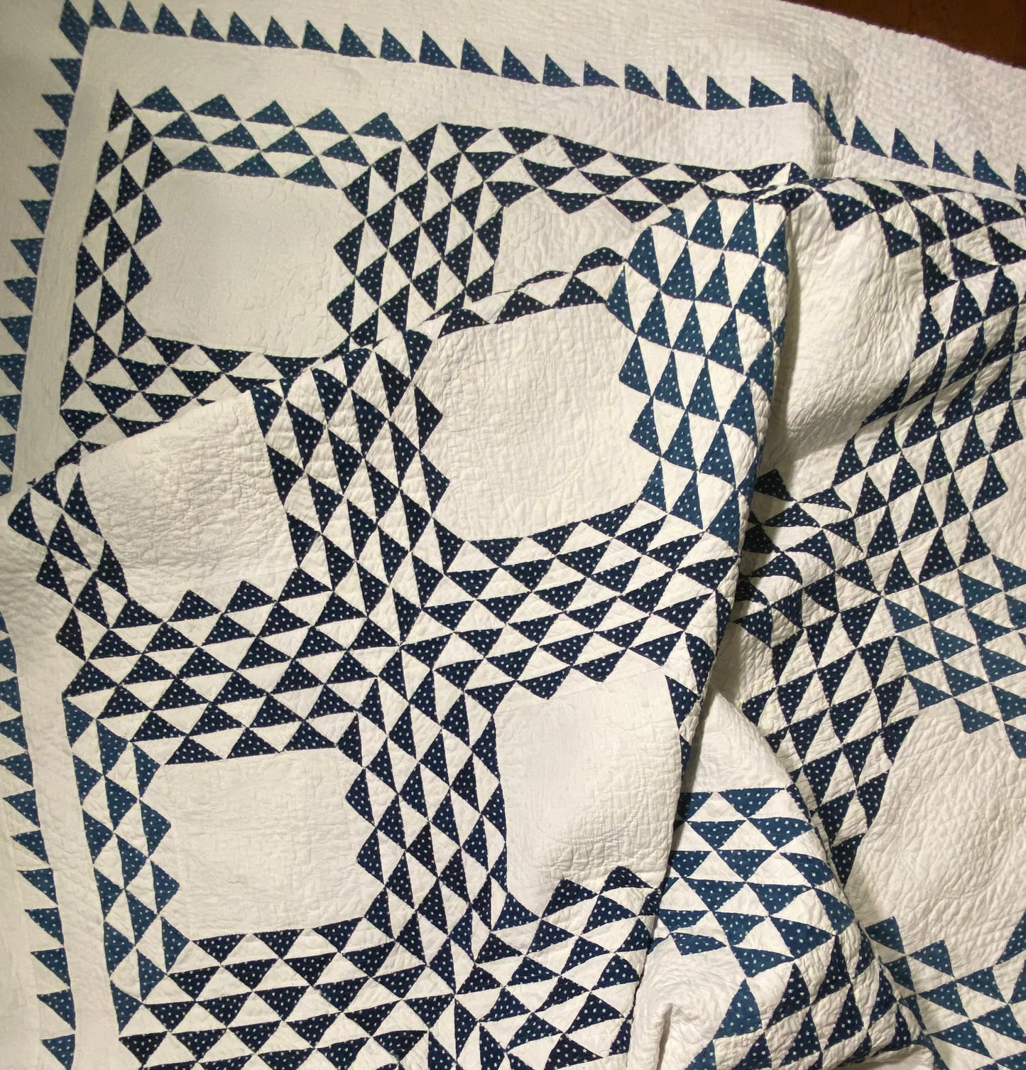 Blue and White Ocean Waves with Sawtooth Border Quilt