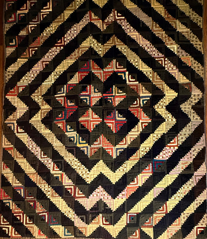 Outstanding Miniature Scale Unique Pattern Log Cabin Quilt