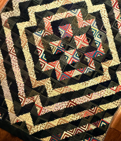Outstanding Miniature Scale Unique Pattern Log Cabin Quilt