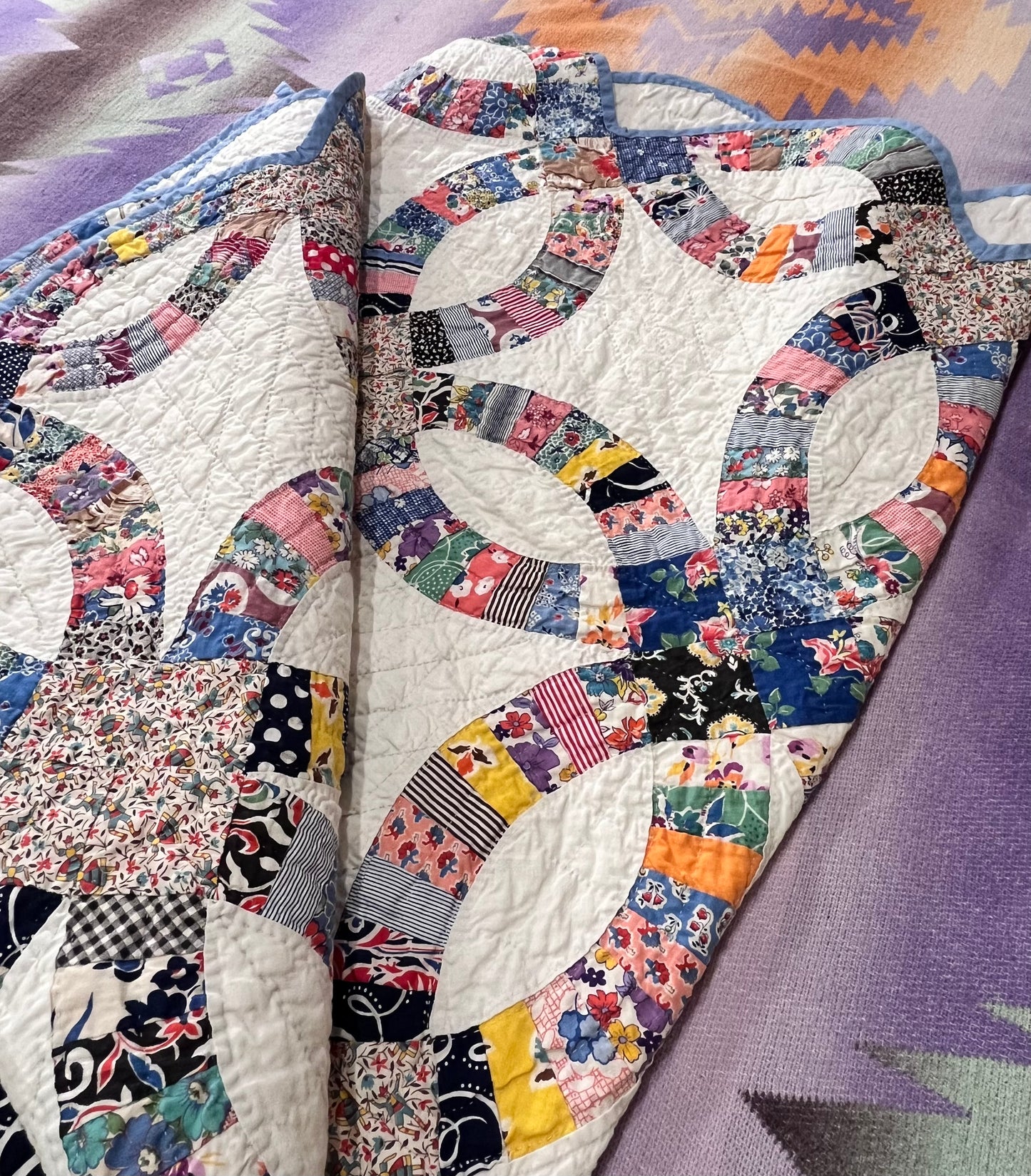 Scrappy Double Wedding Ring Quilt