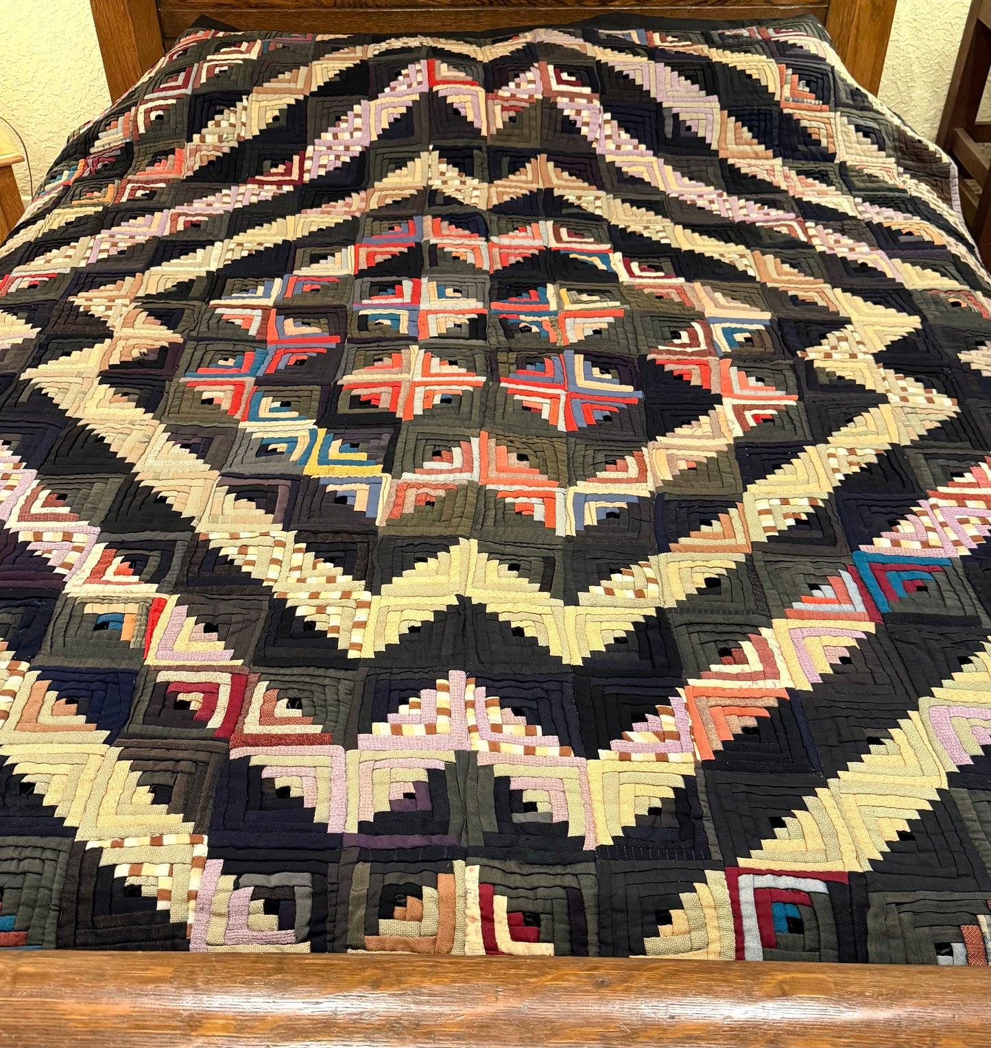 Outstanding Miniature Scale Unique Pattern Log Cabin Quilt
