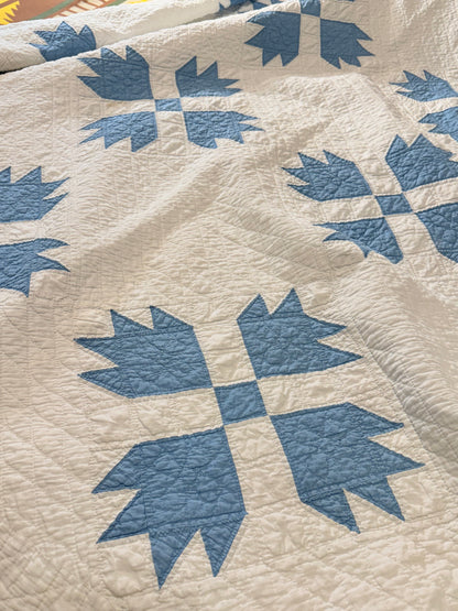Blue and White Bear Paw Quilt