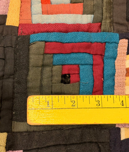 Outstanding Miniature Scale Unique Pattern Log Cabin Quilt