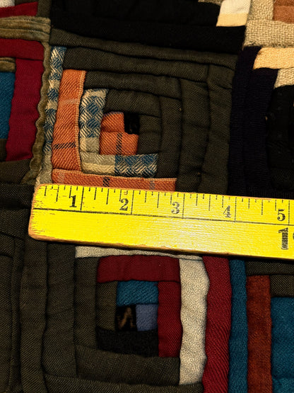Outstanding Miniature Scale Unique Pattern Log Cabin Quilt