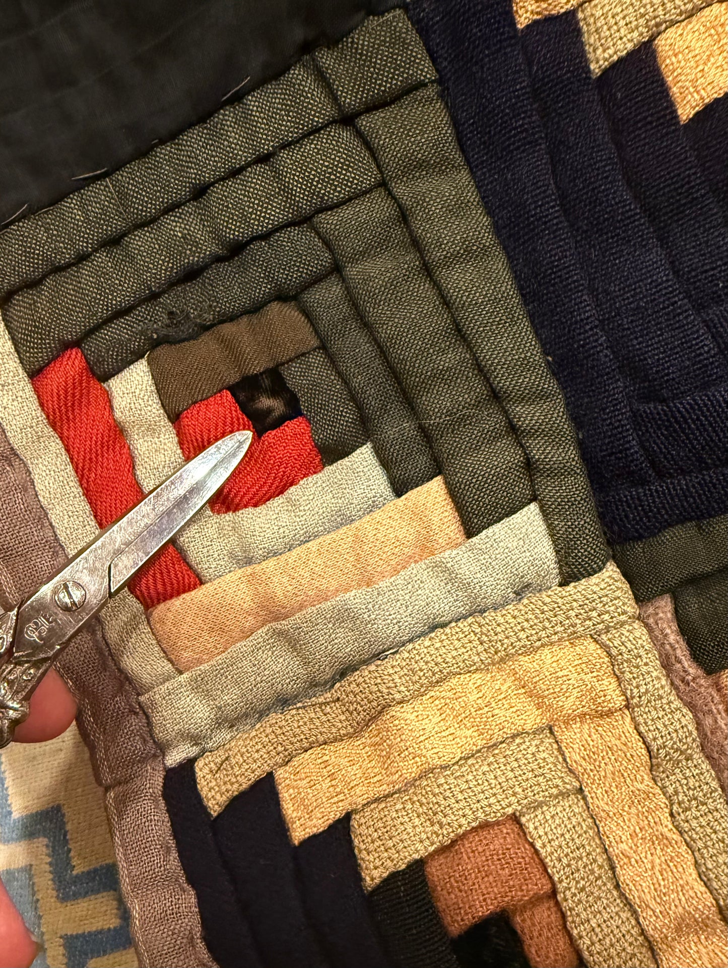 Outstanding Miniature Scale Unique Pattern Log Cabin Quilt