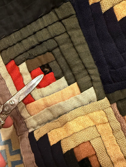 Outstanding Miniature Scale Unique Pattern Log Cabin Quilt