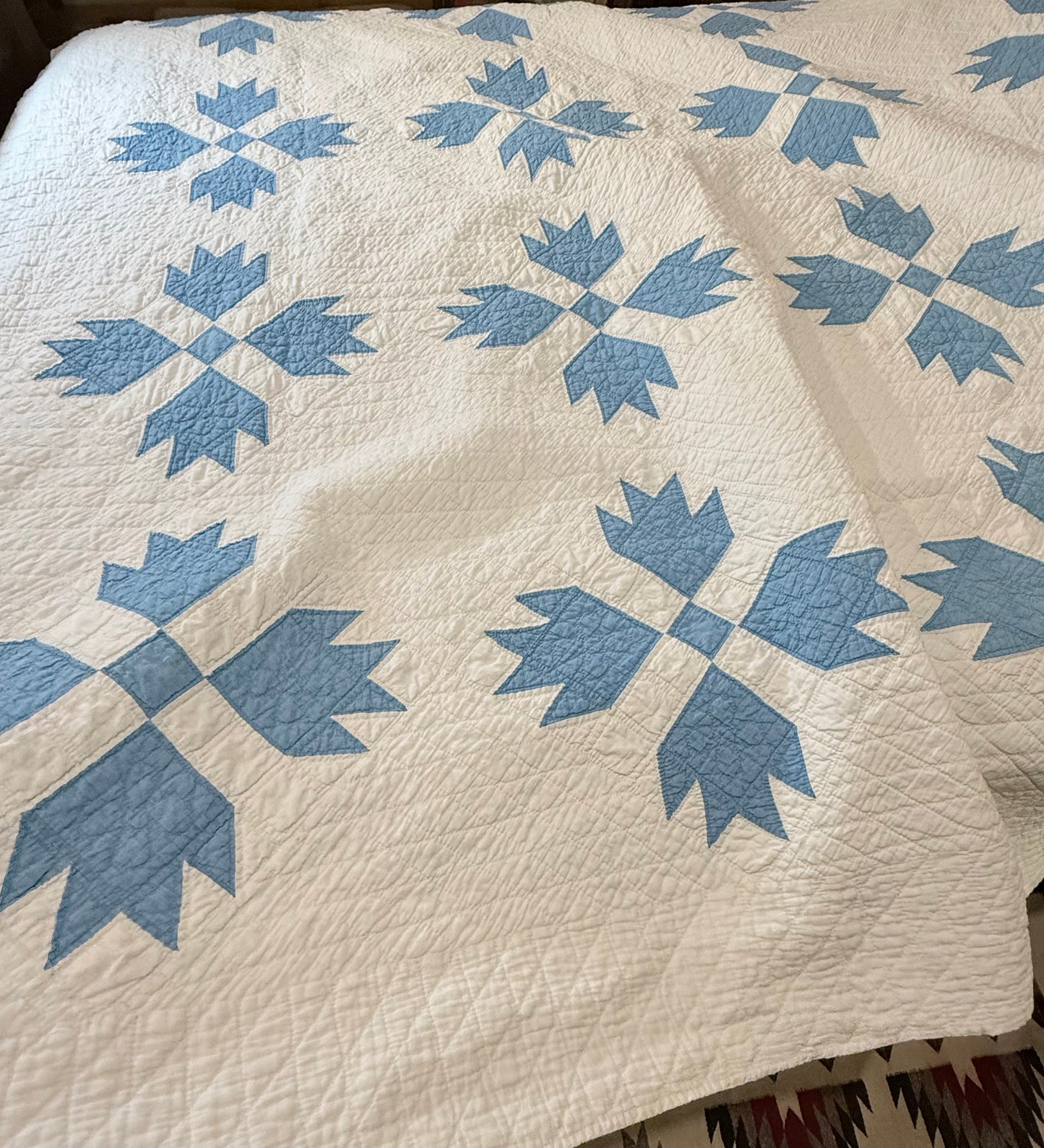 Blue and White Bear Paw Quilt