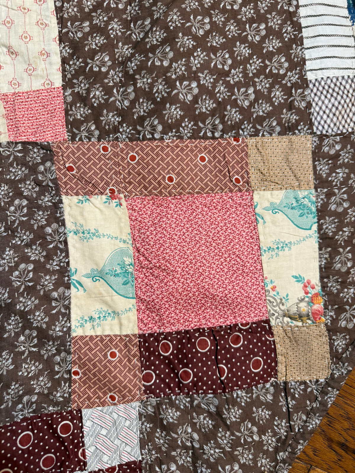 Early Variable 9 Block Patchwork Quilt