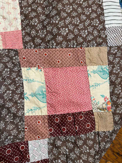 Early Variable 9 Block Patchwork Quilt