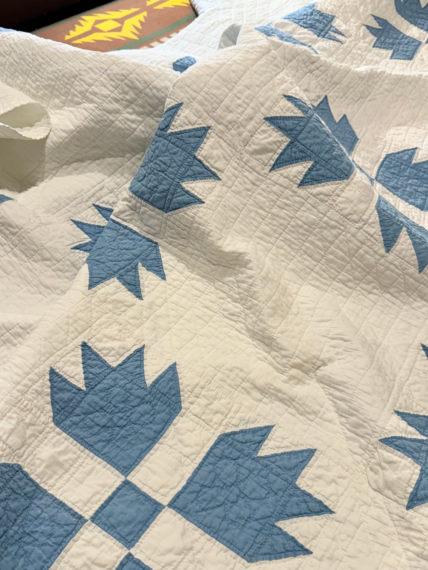 Blue and White Bear Paw Quilt