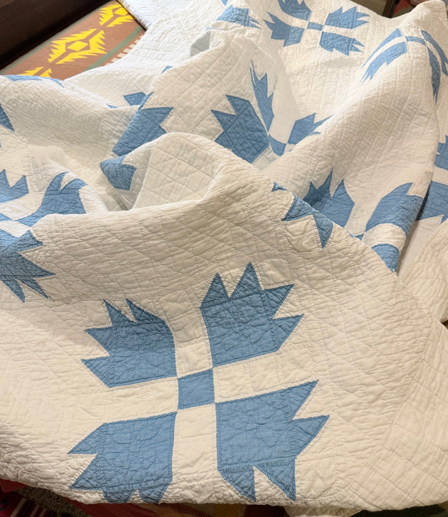 Blue and White Bear Paw Quilt