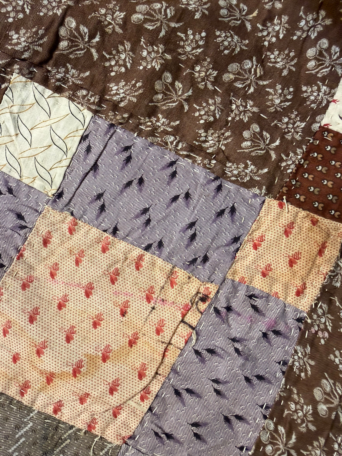 Early Variable 9 Block Patchwork Quilt