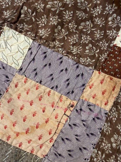 Early Variable 9 Block Patchwork Quilt